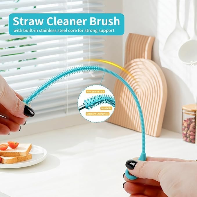 Replacement Straw for Stanley Tumbler 40 oz, 12 inch Tritan Extra Long Straws for Stanley Cup, 6 Pack Reusable BPA-free Straws w/1 Silicone Cleaning Brush, Dishwasher Safe Drinking Accessories, Clear