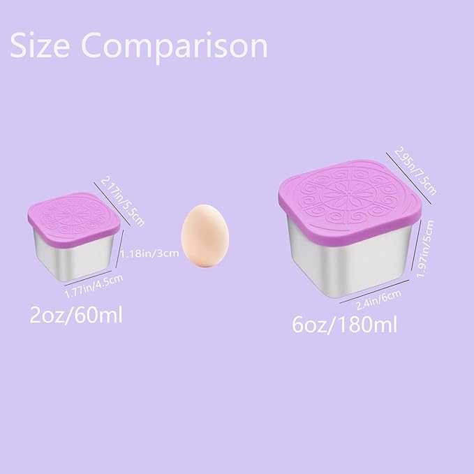 6 Pack 6oz Stainless Steel leak-proof Snack Box Portable Sealed Food Storage Box, a versatile food container for kids, fitness, picnic and travel