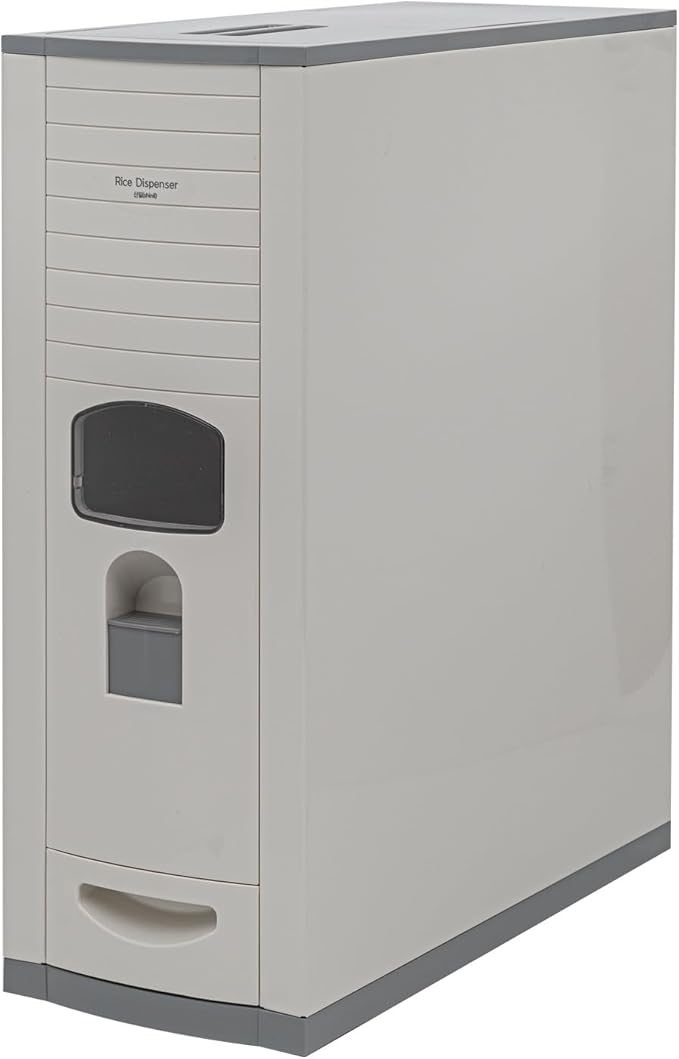 [Shinil] Luxury Rice Dispenser, Sealed Moisture Proof Rice Container Storage, Food Dispenser Kitchen Organization for Rice, Max 21kg Capacity (SIF-700, Grey)