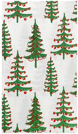 3-Piece Christmas Tree Tray Set, Festive Christmas Decor for Bathroom Holiday Entertaining, Decorative Napkin Holder- Green