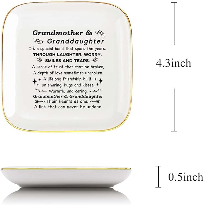 to My Grandma Saying Ceramic Ring Dish Decorative Jewelry Tray for Grandma, Unique Grandma Birthday Christmas Meaningful Gifts for Grandma from Grandchild - It’s A Special Bond