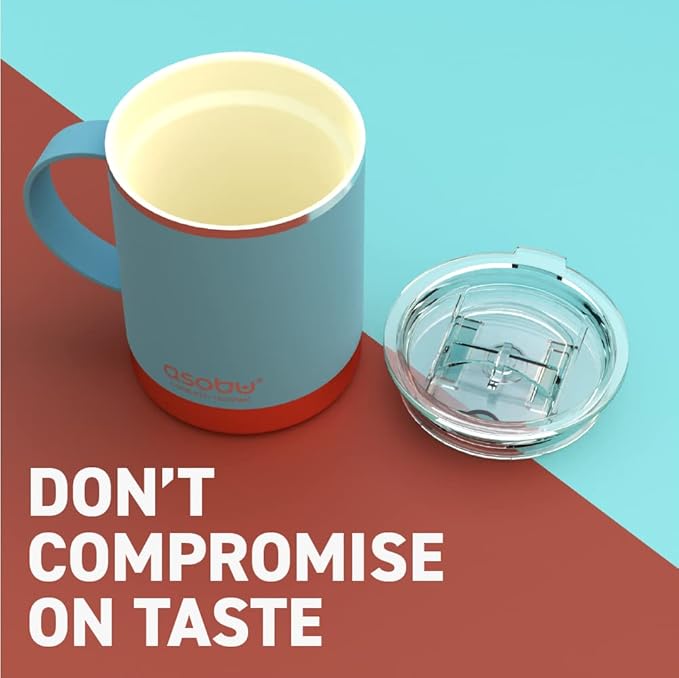 asobu Ultimate Ceramic Travel Mug, 12oz Insulated Stainless Steel Coffee Cup with Handle & Splash-Resistant Lid, Ceramic Lined for Pure Taste, BPA-Free, Double-Wall Vacuum for Hot Drinks