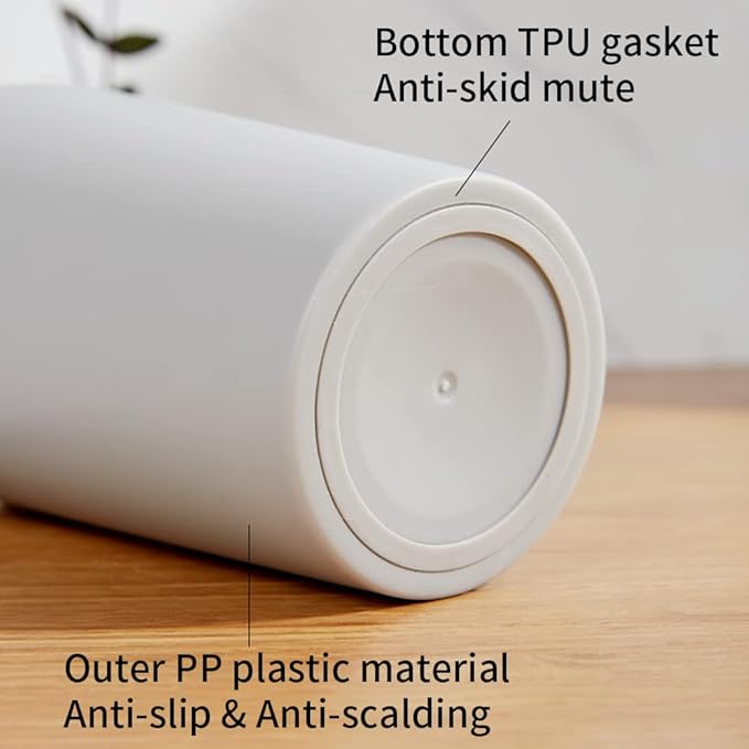 Drinking Cups 2PCS, Stainless Steel Coffee Cup 500 ml, Anti-Scald and Non-Slip Cup, Drinking Cup for Hot and Cold Drinks (White & Grey)