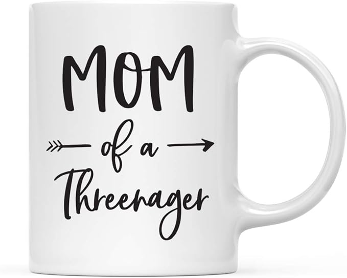 Andaz Press Mother's Day 11oz. Ceramic Coffee Tea Mug Gift for Mom, Mom of a Threenager, 1-Pack