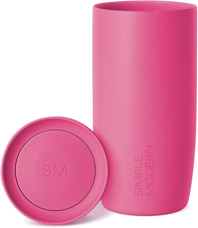 Simple Modern Travel Coffee Mug Tumbler with 360° Lid | Ceramic-Lined Insulated Stainless Steel Cold Brew Iced Coffee Cup Thermos | Gifts for Women Men Her Him | Voyager Signature | 16oz | Berry