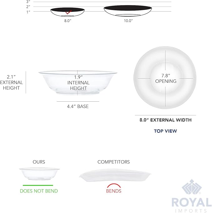 Royal Imports 8" Clear Plastic Saucer Plant Drip Tray, Low Pie Plate, Floral Flower Dish, Wedding, Party, Home and Holiday Decor, 6 Pack