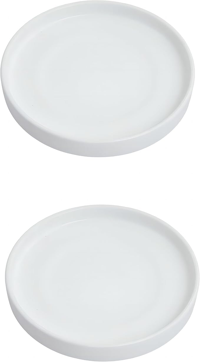 12 inch Matte White Ceramic Plant Saucer Set of 2 with Plant Saucer mat
