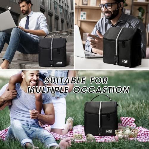 VLM Lunch Bags for Women,Leakproof Insulated Floral Lunch Box with Adjustable Shoulder Strap Reusable Zipper Cooler Tote Bag for Work,Picnic,Camping