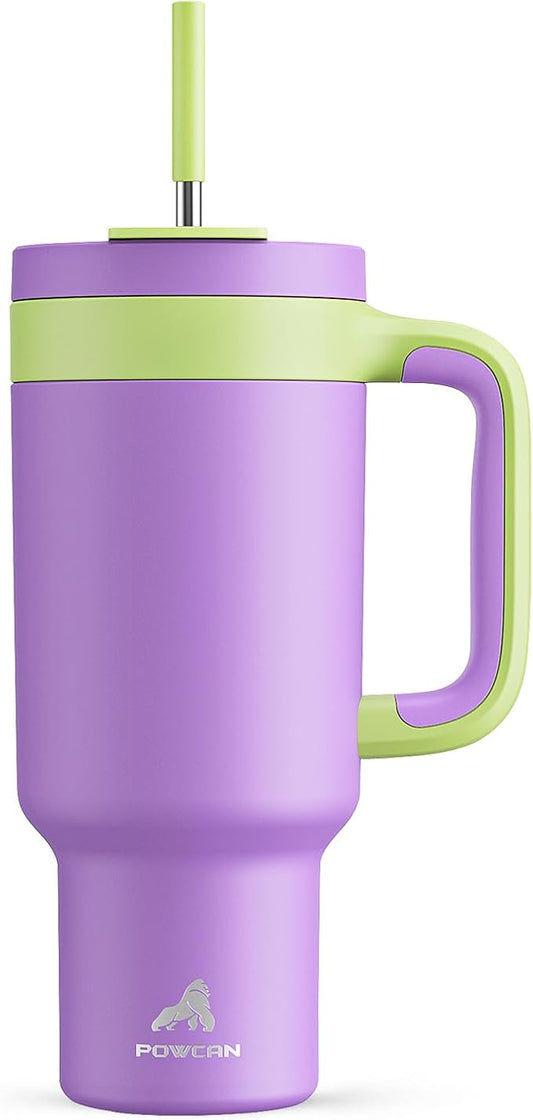 40 oz Tumbler with Handle, 2-in-1 Straw and Sip Lid, Leakproof, Dishwasher Safe, Insulated Stainless Steel Travel Coffee Mug, Keeps Cold for 34 Hours, Fits in Car Cup Holder (Wisteria)