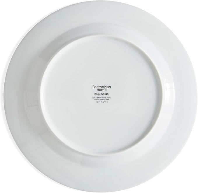 Portmeirion Home Collection 16 Piece Dinnerware Set - Blue Indigo Mix & Match Designs, Porcelain Dinner Plates, Salad Plates, Bowls & Mugs - Microwave, Dishwasher & Oven Safe, Modern Table Set