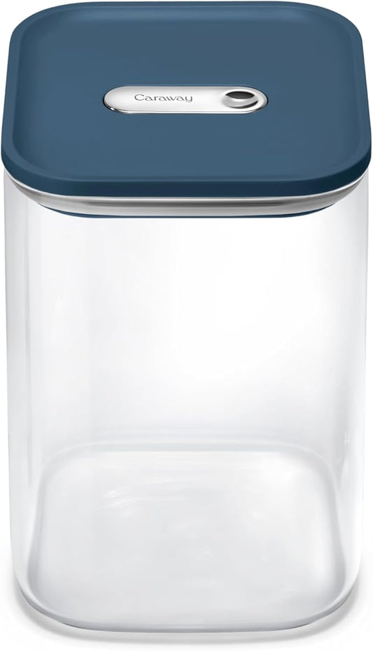 Caraway 4qt Glass Airtight Food Storage Container with Lid – Non-Toxic, BPA-Free Kitchen Storage Container – Stackable, Space-Saving Airtight Container for Dry Goods and More - Navy