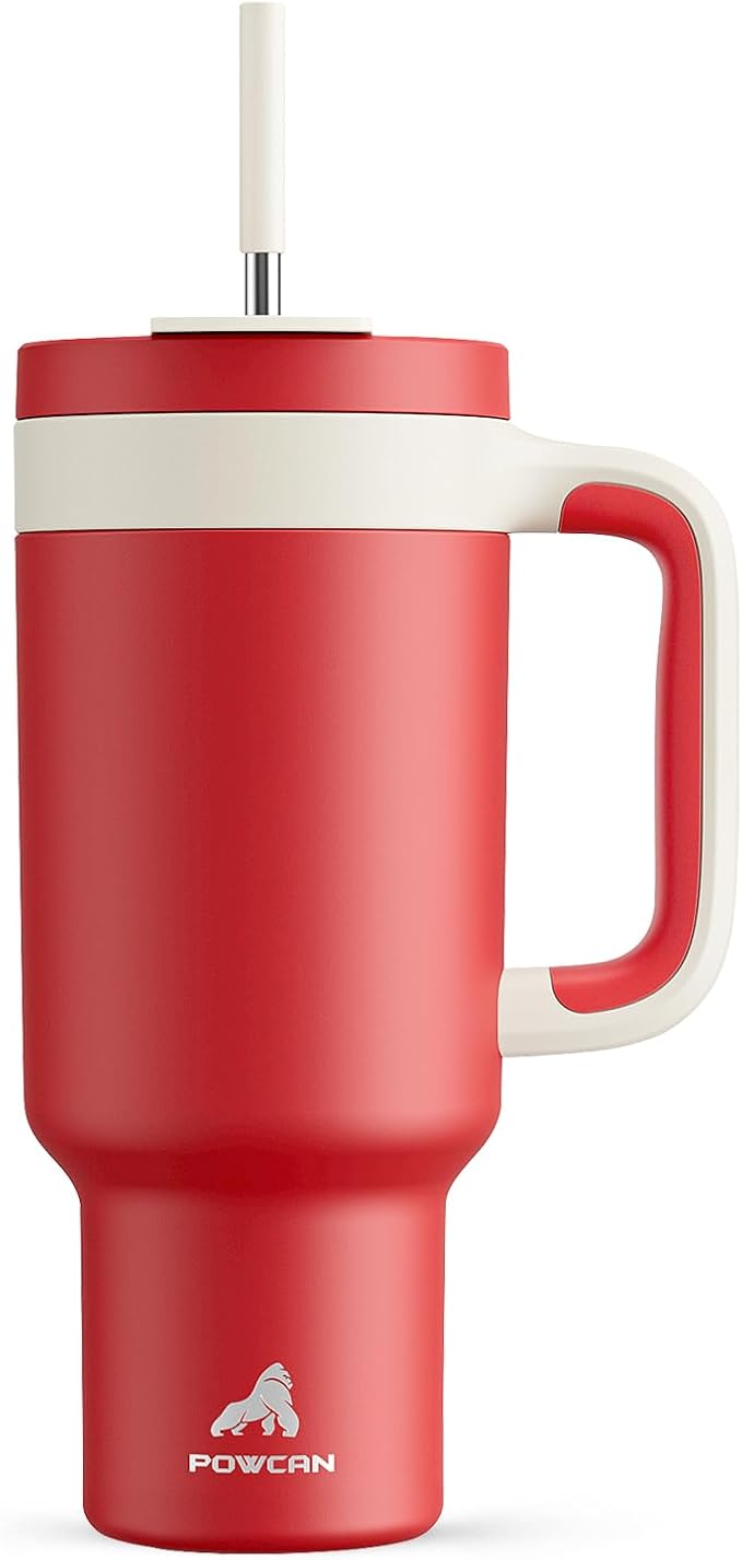 40 oz Tumbler with Handle, 2-in-1 Straw and Sip Lid, Leakproof, Dishwasher Safe, Insulated Stainless Steel Travel Coffee Mug, Keeps Cold for 34 Hours, Fits in Car Cup Holder (Passion)