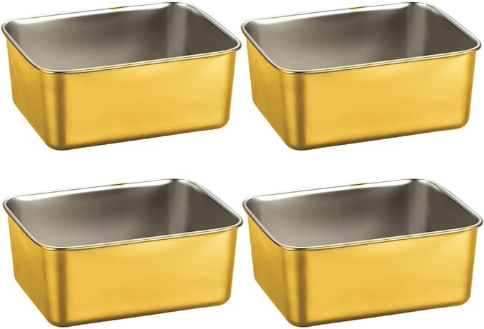 Stainless Steel Food Storage Containers Bento Box, Set of 4, Leak Resistant, Ideal for Lunch Meal Prep & Leftovers-Gold