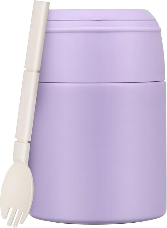 10oz Soup Thermo for Hot Food Kids Insulated Food Jar with Spoon Wide Mouth Stainless Steel Lunch Container Leak Proof Vacuum Food Box for School Travel Picnic Purple