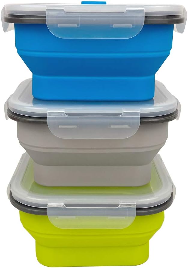 CARTINTS Large 1200ml Collapsible Bowls with Lids Silicone Camping Bowls, with Airtight Lids, Microwave and Freezer Safe, Set of 3