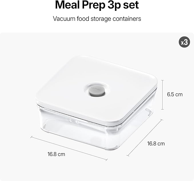 VAKUEN Premium Airtight Food Storage Container. Meal Prep 0.85qt 3pc/Set. 3pcs Container. Patented Double Silicone Lining, 100% Leak Proof, BPA-FREE