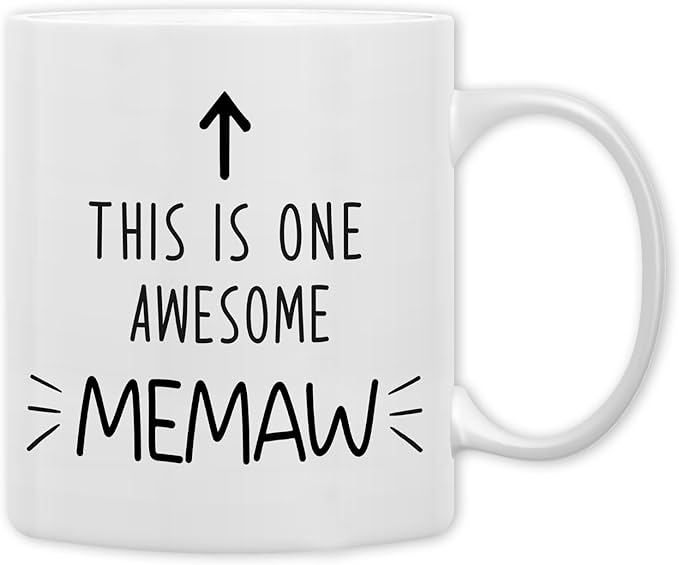 QASHWEY Memaw Gifts Mug, Memaw Grandma Gifts from Grandkids Grandchildren Coffee Mug, Mothers Day Coffee Mugs Tea Cup Gift for GrandmaMemaw, This is One AwesomeMemaw CoffeeCup Ceramic 11oz