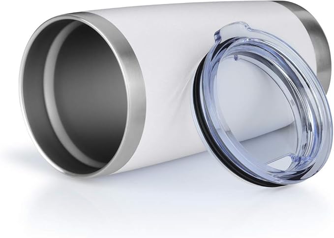 20oz Tumbler Bulk Stainless Steel Vacuum Insulated Tumblers with Lid Double Wall Travel Mug Durable Powder Coated Coffee Cup, Suitable for Ice Drinks and Hot Beverage (White 6pack)