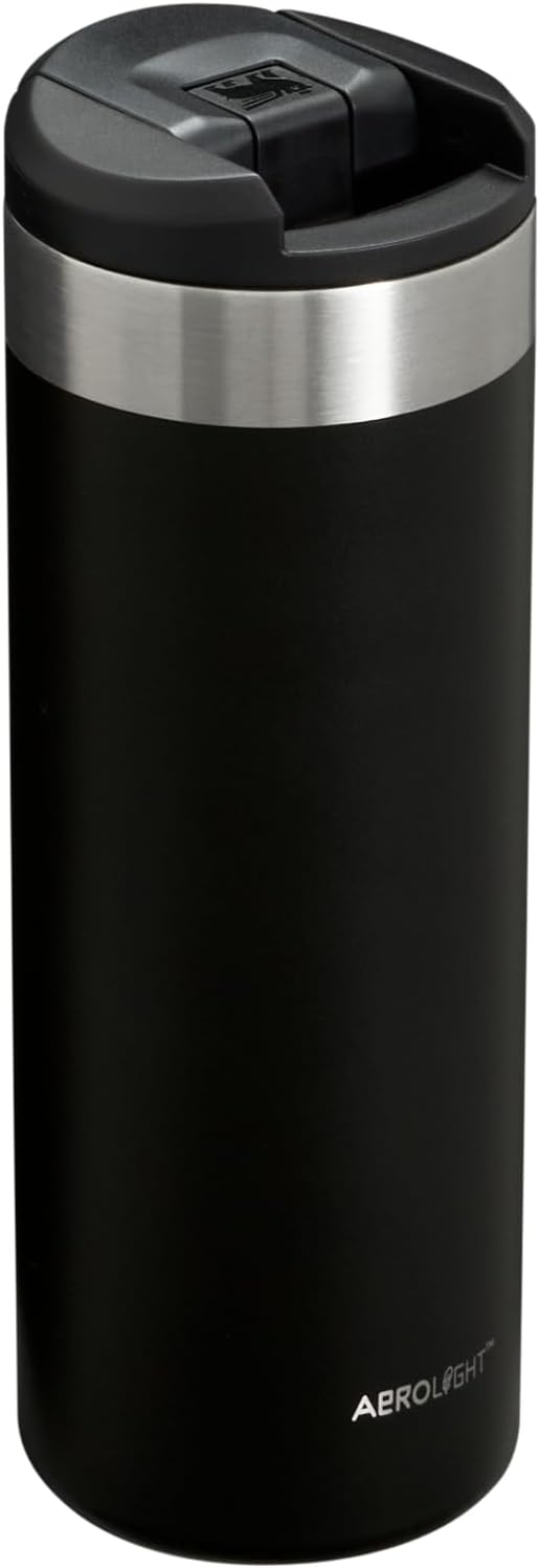 Stanley AeroLight Transit Bottle 16 oz | Locking Drink Through Lid | Leak Resistant Water Bottle or Coffee Travel Mug | Lightweight Insulated Stainless Steel | BPA-Free | Black