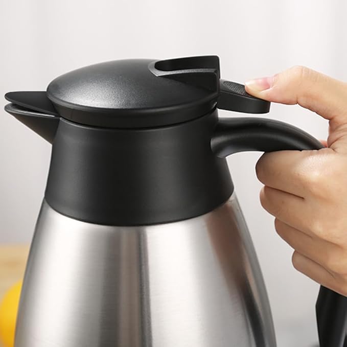 70oz Thermal Coffee Carafe, 2 Pack Airpot Insulated Coffee Urns Stainless Steel Vacuum Thermal Pot Dispenser for Coffee, Hot Water, Tea - Keep 12 Hours Hot, 24 Hours Cold (Silver)