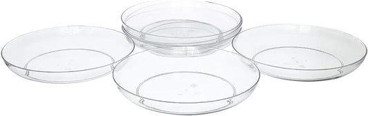 Royal Imports 9" Clear Plastic Saucer Plant Drip Tray, Low Pie Plate, Floral Flower Dish, Wedding, Party, Home and Holiday Decor, 6 Pack