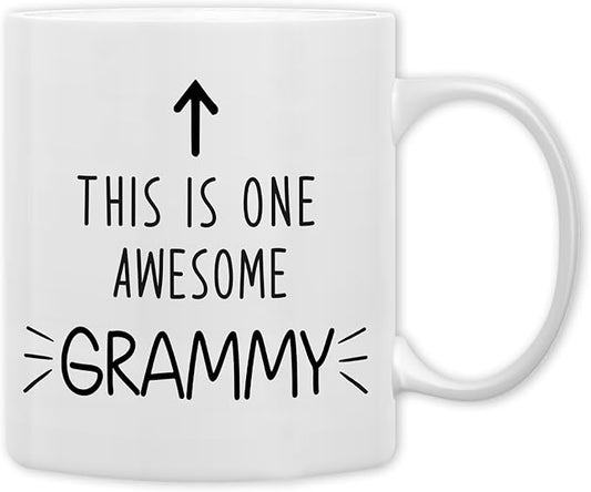 QASHWEY Grammy Gifts Mug, Grammys Grandma Gifts from Grandkids Grandchildren Coffee Mug, Grammie Coffee Mugs Tea Cup Gift for GrandmaGrammy, This is One Awesome Grammy CoffeeCup Ceramic11oz