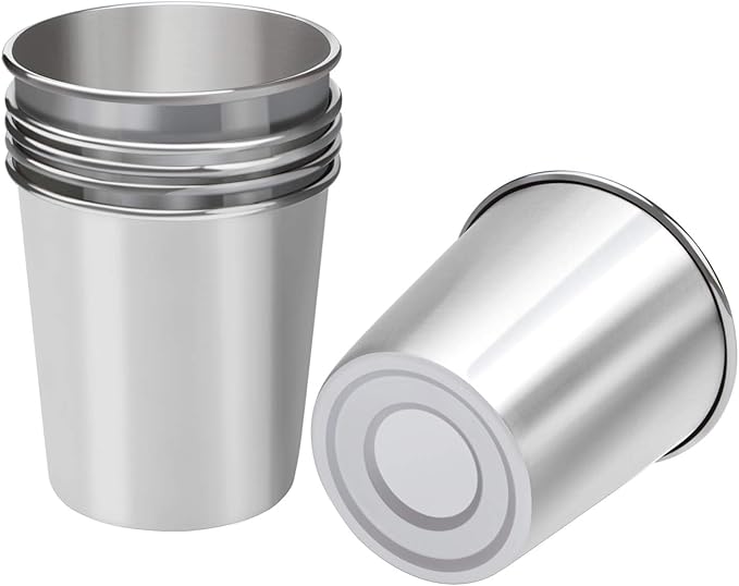 Resinta 6 Pack 5 oz Stainless Steel Cups Metal Shatterproof Stackable Pint Drinking Cups for Kids