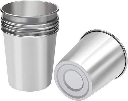 Resinta 6 Pack 5 oz Stainless Steel Cups Metal Shatterproof Stackable Pint Drinking Cups for Kids
