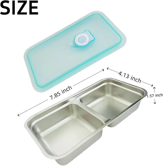 Stainless Steel Snack Containers, Double Compartment Snack Containers, Stainless Steel Snack Box with Lids for Travel, Work and Home (2PCS)