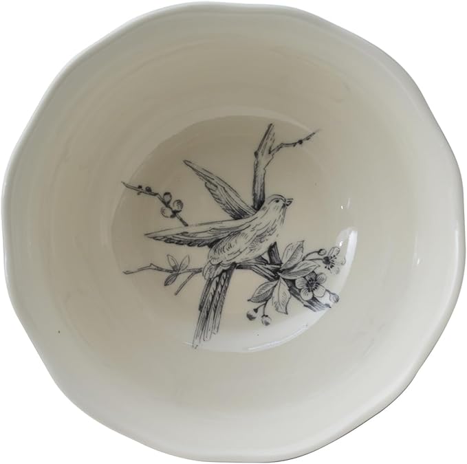 222 Fifth Adelaide 16-Piece Dark Blue Porcelain Dinnerware Set – Service for 4, Plate, Bowl & Mug Set, Bird & Floral Design, for Everyday Dining & Entertainment, Microwave & Dishwasher Safe