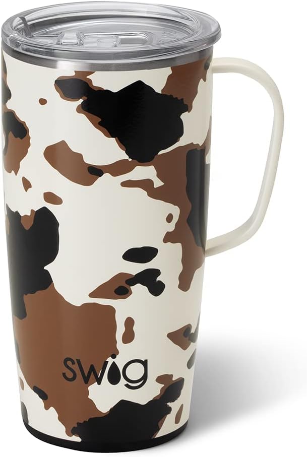 Swig Life 22oz Travel Mug, Insulated Tumbler with Handle and Lid, Cup Holder Friendly, Dishwasher Safe, Stainless Steel, Travel Coffee Cup, Insulated Mug with Lid (Hayride)