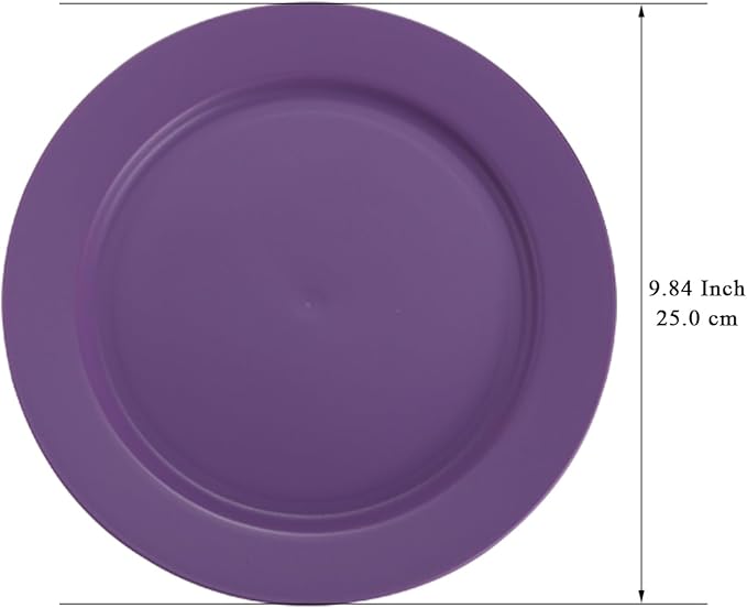 Berglander Plastic Plates Set of 8 Pieces 10", Purple Reusable Flat Dinner Plates, Salad Plates, Pasta Bowls, Dishes Set Easy to Carry for Home, Garden, Picnic, Camping, Outdoor