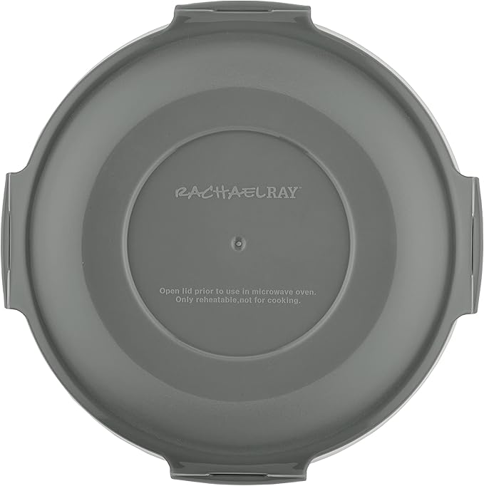 Rachael Ray Leak-Proof Nestable Container Food Storage Bin Set, 10-Piece, Clear with Gray Lids (Pack of 2)