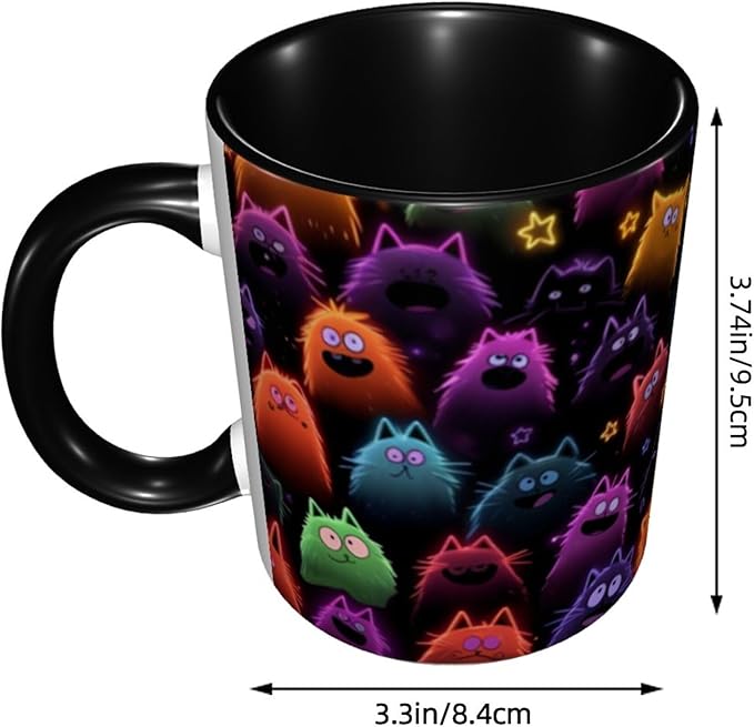 Yrebyou Cat Coffee Mug Funny Tea Cup Ceramic Mugs 11OZ with Handle Gifts for Women Men Home Office Decor