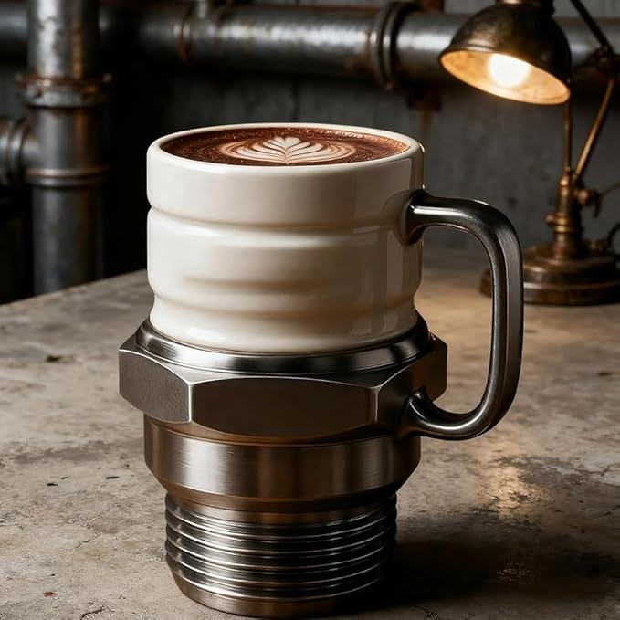 Spark Plug Mug, Creative Ceramic Coffee Cup Shaped Like Engine Spark Plug, Unique Novelty Auto Mechanic Gift for Car Lovers, Funny Hot Beverage Tea Cup with Handle(2pcs)