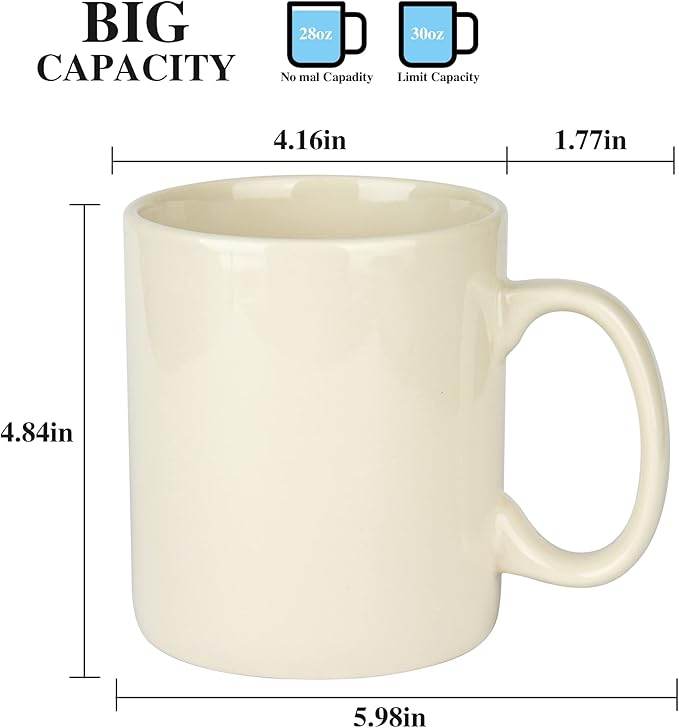 29oz Extra Large Ceramic Coffee Mug with Handle for Office and Home (29ozCream)