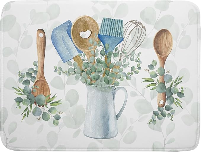 Sage Green Dish Drying Mat for Kitchen Counter, Cooking Supplies Reversible Dish Drainer Rack Pad Fast Dry Kitchen Accessories 18x24 Inch