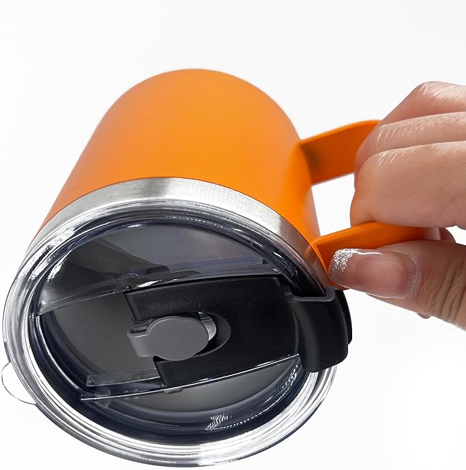 8pack 12oz Coffee Mug With Handle Bulk, Stainless Steel Insulated Travel Tumblers With,Double Wall Vacuum Camping Cup for Hot & Cold Drinks Tea (orange)