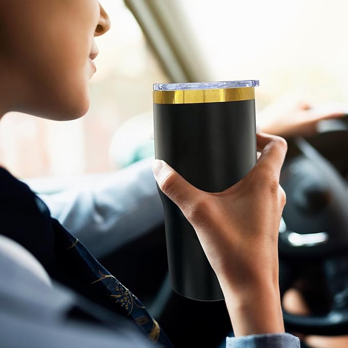 20 oz Tumbler Bulk 12 Pack Stainless Steel Tumblers with Lids and Straws, Double Wall Vacuum Insulated Travel Coffee Mug for Laser Engrave, Powder Coated Cups for Hot and Cold Drinks (Black,12 pack)