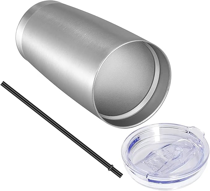 VEGOND 20oz Tumbler with Lid and Straw Stainless Steel Tumbler Cup Bulk Vacuum Insulated Double Wall Travel Coffee Mug Powder Coated Coffee Cup(Stainless 6 Pack