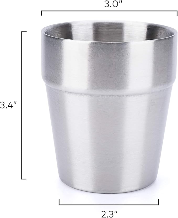 Beasea Stainless Steel Cups 8 oz, Metal Drinking Cups Set of 4, Stackable Stainless Steel Cups Double Wall Small Cup Insulated Drinking Cups Glasses for Home Restaurant Party Camping