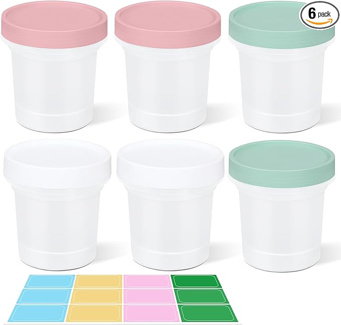 6 Pack 10oz Food Storage Containers, Plastic Containers with Twist Top Lid, Reusable Dishwasher Freezer Safe Airtight, Takeout Container - Ideal for Soup and More