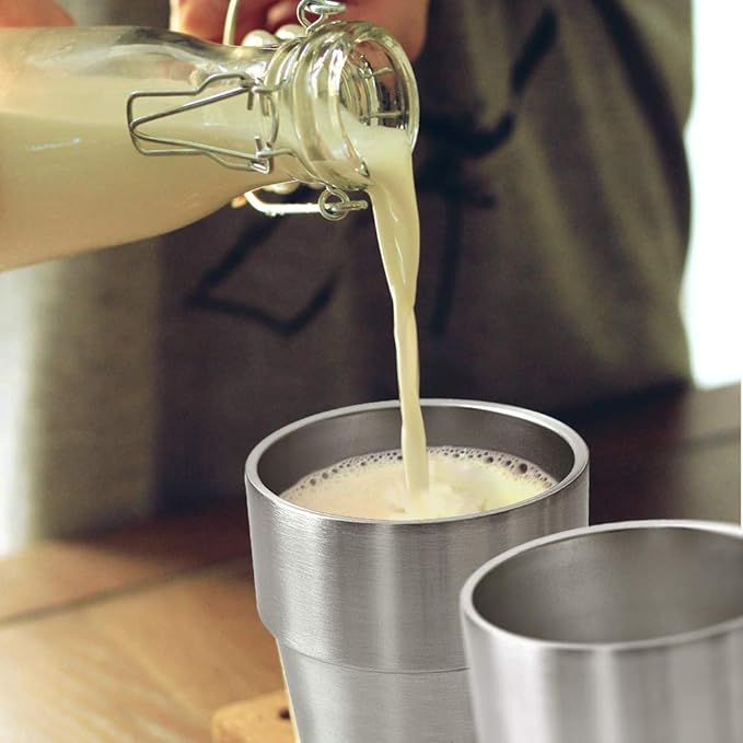 Newk Stainless Steel Cups, 10 Oz Metal Cups, Double Wall Drinking Tumblers for BBQ/Home/Office/Party/Driving – Set of 2 packs