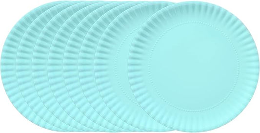 TP 8 inch Plates Set of 8, Melamine Round Plates for Salad Appetizer Dinner Lunch, Dessert Dishes for Indoors and Outdoors, Teal