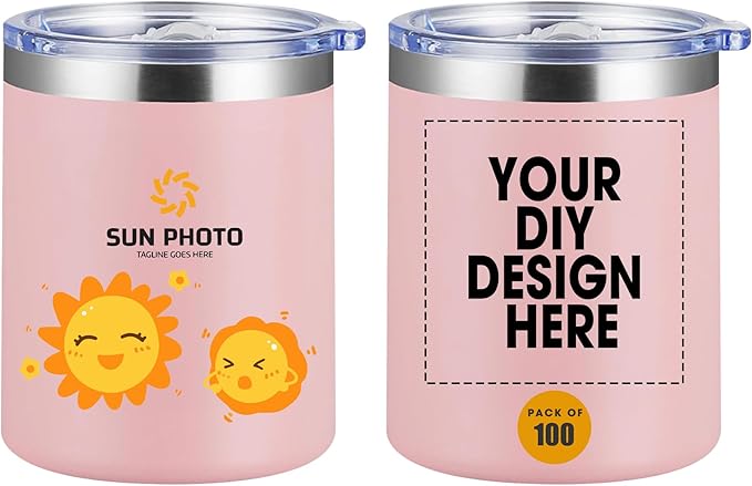 Personalized Custom Tumbler Print in USA 12oz 100Pcs Stainless Steel Travel Coffee Cup with Lid & Straw Double Wall Insulated Mug With Colorful Text Logo Photo