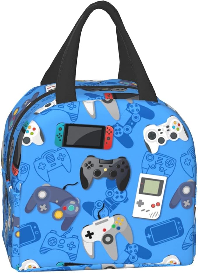 Video Game Portable Lunch Tote Bag Reusable Lunch Box for Men and Women Perfect for Camping/Hiking/Picnic/Beach/Travel