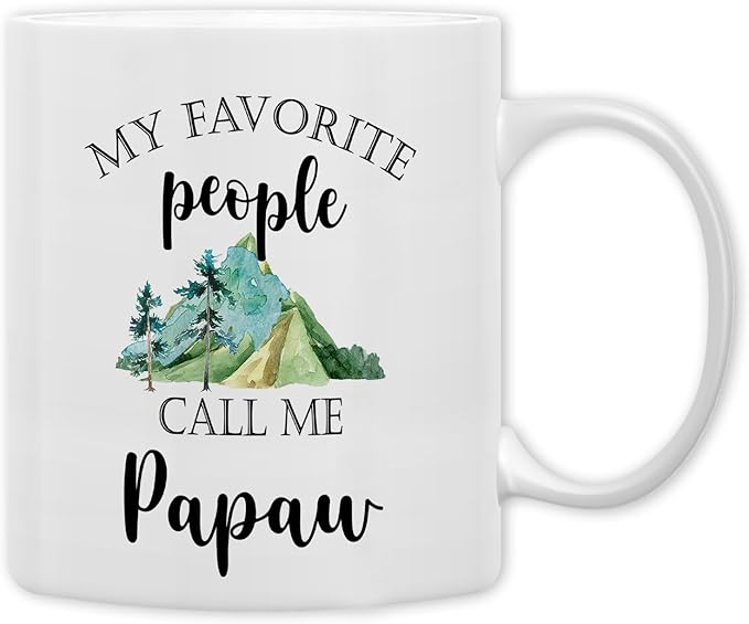QASHWEY Papaw Mug, Grandpa Papaw Gifts from Grandkids Coffee Mugs, GrandpaPapaw Gifts, Fathers Day Mug Tea Cup Gift for PapawGrandpa, My Favorite People Call Me PapawCoffee Cups Ceramic 11oz