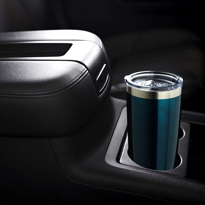 COMOOO 20oz Double Wall Vacuum Insulated Travel Mug, Stainless Steel Tumbler with Lid and Straw Durable Powder Coated Insulated Coffee Cup for Cold & Hot Drinks (Peacock blue, 6 Pack)