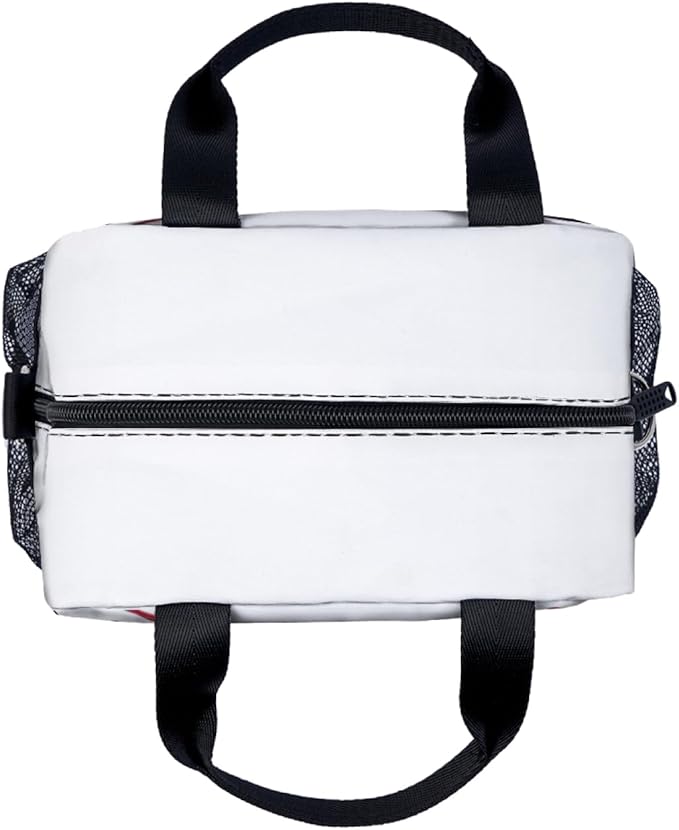 Baseball Pattern Lunch Bag for Women Men Cute Large Capacity Thermal Lunch Tote Reusable Washable with Adjustable Shoulder Strap and Dual Large Mesh Side Pockets