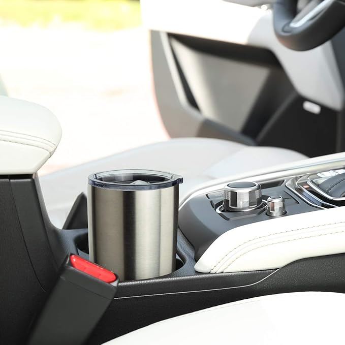 COMOOO 20oz Stainless Steel Tumbler Bulk Double Wall Vacuum Coffee Cup Insulated Travel Mug with Lid and Straw Durable Powder Coated Insulated Coffee Cup for Cold & Hot Drinks (silver, 6 pack